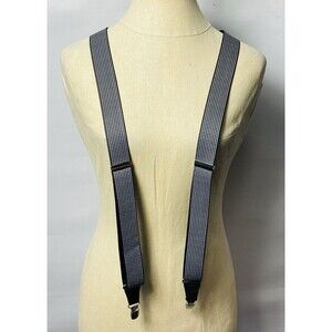 Gilmons Mens Suspenders Black/white Stretch Clip On Style Adjustable 1.1/4”